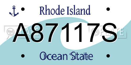 A87117S Rhode Island License Plate