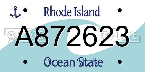 A872623 Rhode Island License Plate
