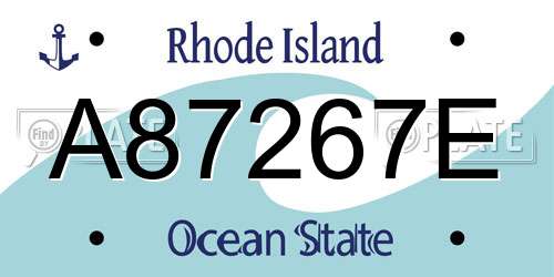 A87267E Rhode Island License Plate