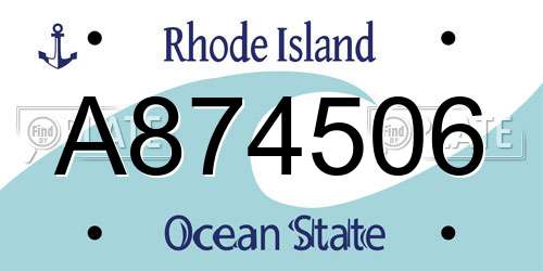 A874506 Rhode Island License Plate