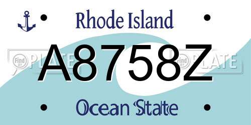 A8758Z Rhode Island License Plate