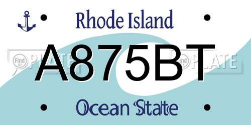 A875BT Rhode Island License Plate