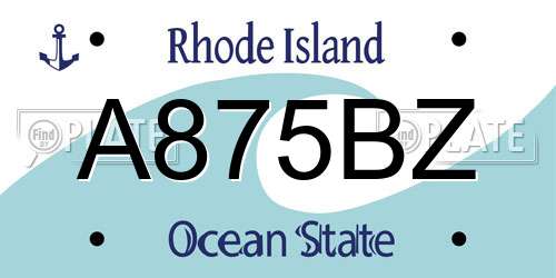 A875BZ Rhode Island License Plate