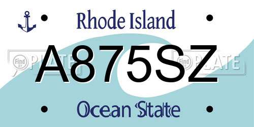 A875SZ Rhode Island License Plate