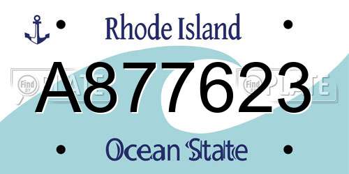 A877623 Rhode Island License Plate