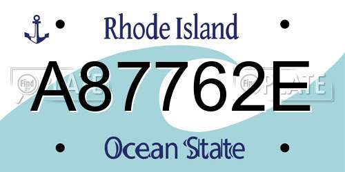 A87762E Rhode Island License Plate