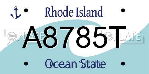 A8785T Rhode Island License Plate