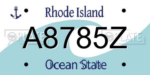 A8785Z Rhode Island License Plate