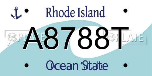 A8788T Rhode Island License Plate