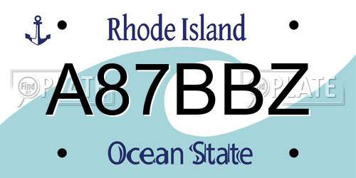 A87BBZ Rhode Island License Plate