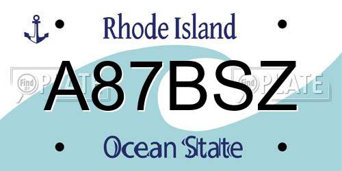 A87BSZ Rhode Island License Plate