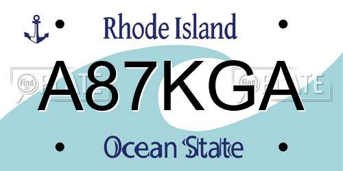 A87KGA Rhode Island License Plate