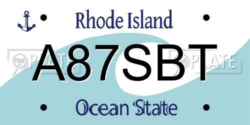 A87SBT Rhode Island License Plate