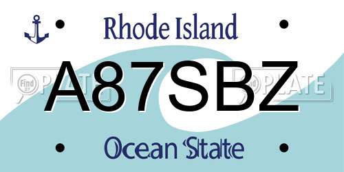 A87SBZ Rhode Island License Plate