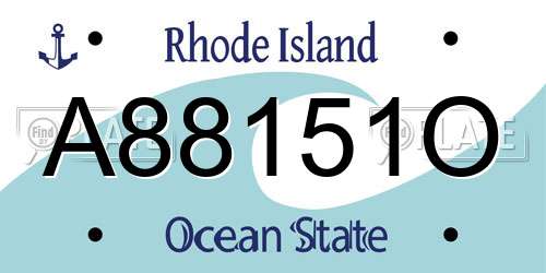 A88151O Rhode Island License Plate