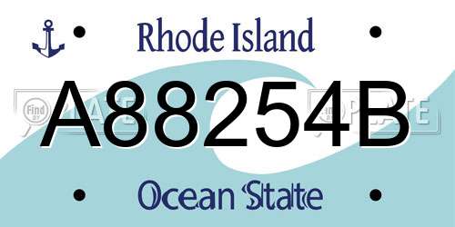 A88254B Rhode Island License Plate