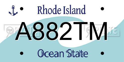 A882TM Rhode Island License Plate