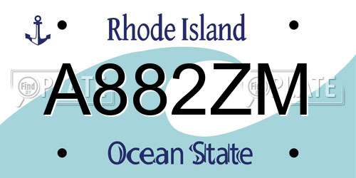 A882ZM Rhode Island License Plate
