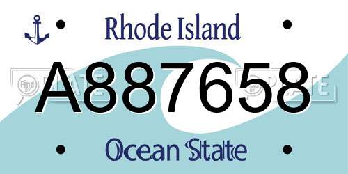 A887658 Rhode Island License Plate