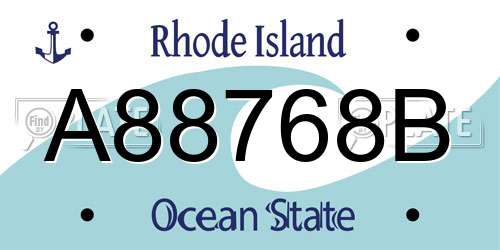 A88768B Rhode Island License Plate