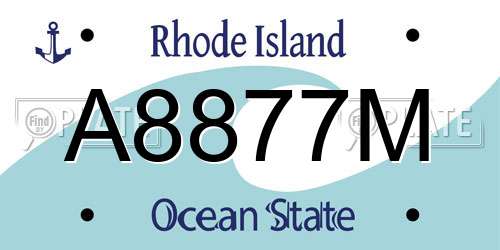 A8877M Rhode Island License Plate