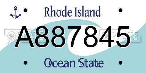 A887845 Rhode Island License Plate