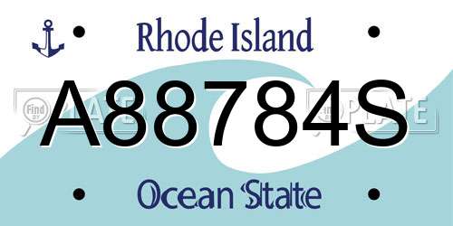 A88784S Rhode Island License Plate
