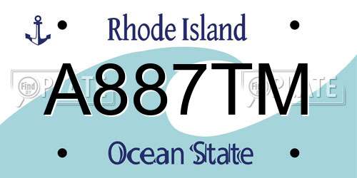 A887TM Rhode Island License Plate