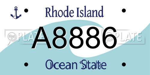 A8886 Rhode Island License Plate