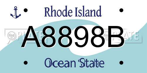 A8898B Rhode Island License Plate
