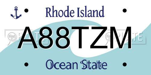 A88TZM Rhode Island License Plate