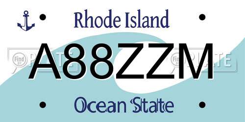 A88ZZM Rhode Island License Plate