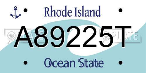 A89225T Rhode Island License Plate