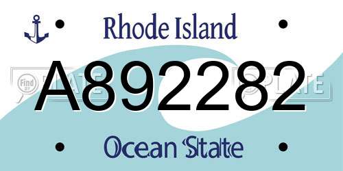 A892282 Rhode Island License Plate
