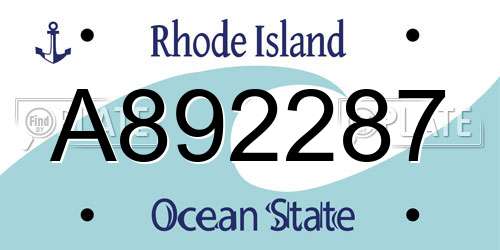 A892287 Rhode Island License Plate