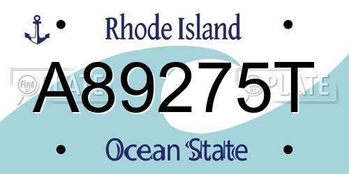 A89275T Rhode Island License Plate
