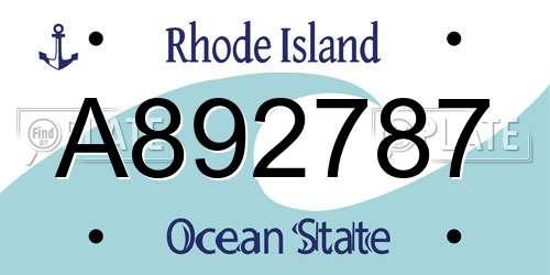 A892787 Rhode Island License Plate