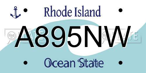 A895NW Rhode Island License Plate