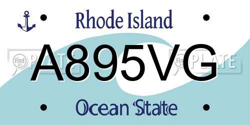 A895VG Rhode Island License Plate
