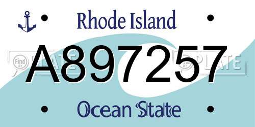 A897257 Rhode Island License Plate