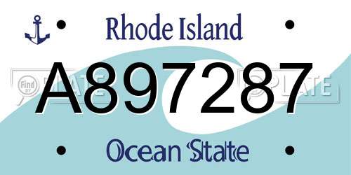 A897287 Rhode Island License Plate