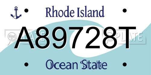 A89728T Rhode Island License Plate