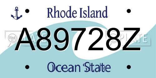 A89728Z Rhode Island License Plate