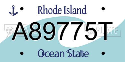 A89775T Rhode Island License Plate