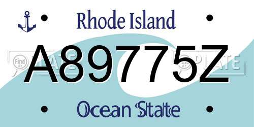 A89775Z Rhode Island License Plate