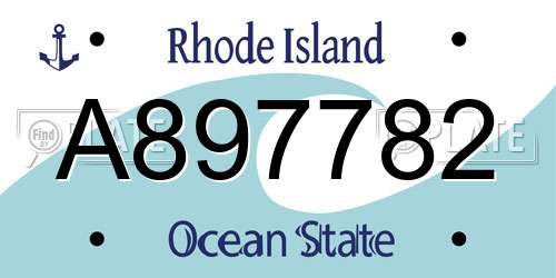 A897782 Rhode Island License Plate