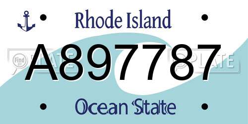 A897787 Rhode Island License Plate