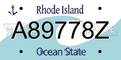 A89778Z Rhode Island License Plate