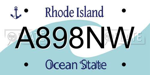 A898NW Rhode Island License Plate