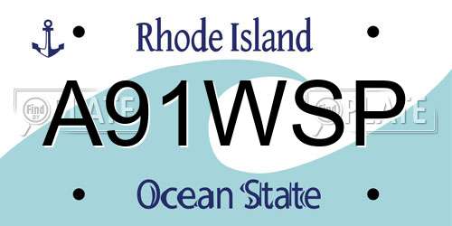A91WSP Rhode Island License Plate